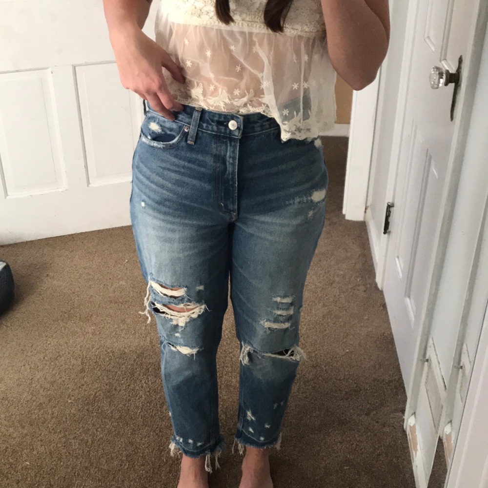 Abercrombie distressed straight jeans